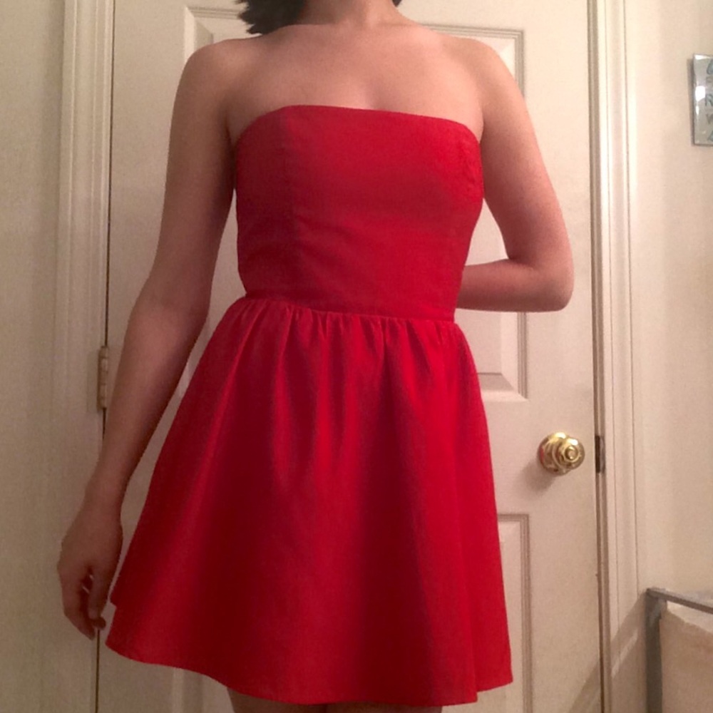 Red Strapless Mini Dress